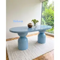 Lura açık mavi modern yemek odası takımı