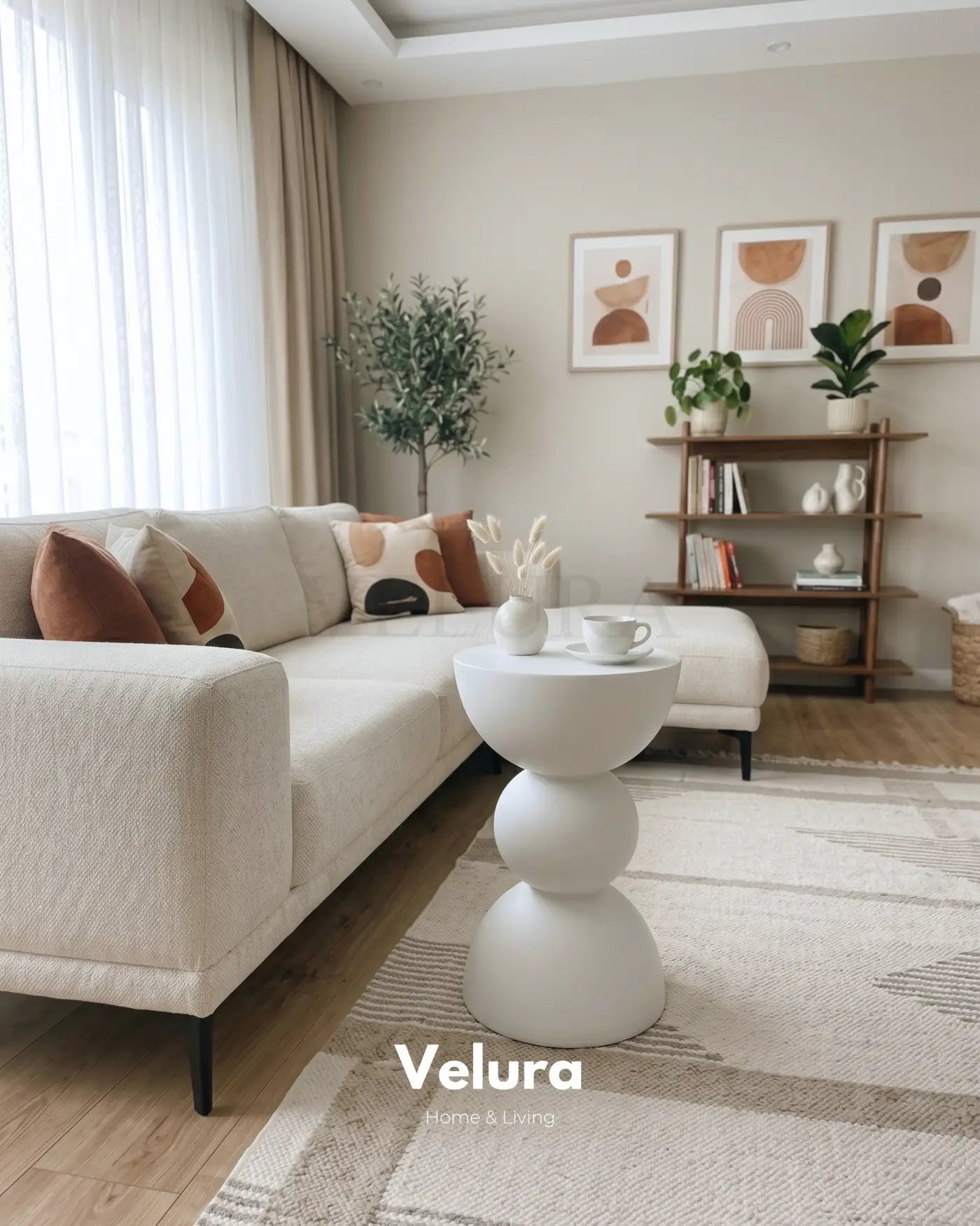 Maco Yan Sehpa beyaz ahşap modern yan sehpa 30x30x60
