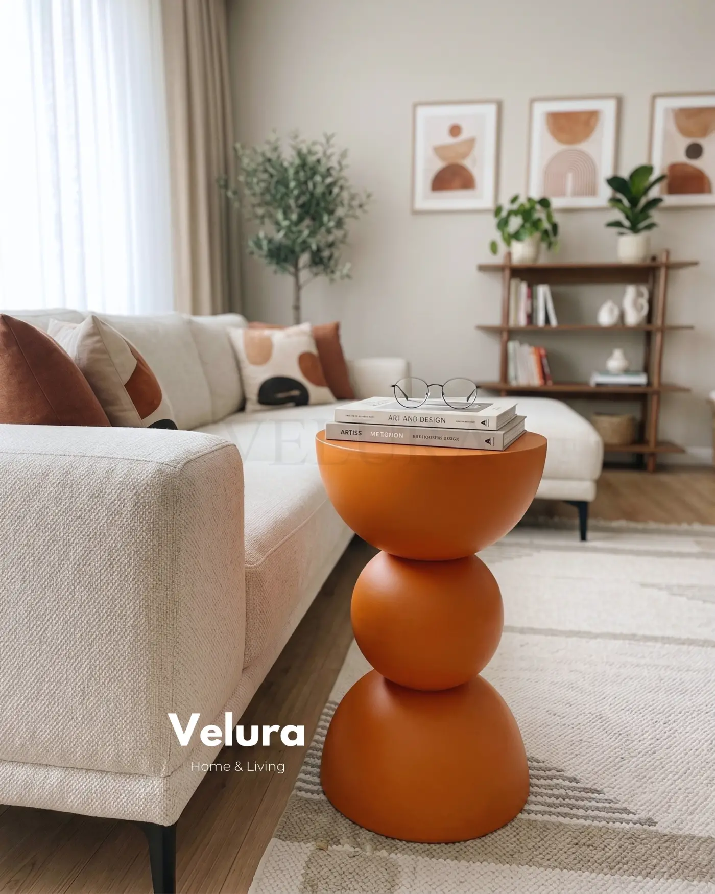 Maco Yan Sehpa turuncu ahşap modern yan sehpa 30x30x60
