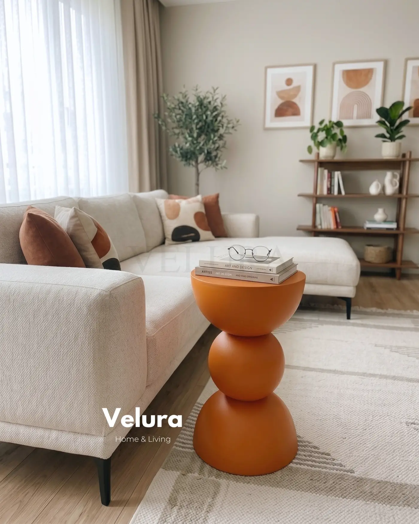 Maco Yan Sehpa turuncu ahşap modern yan sehpa 30x30x60
