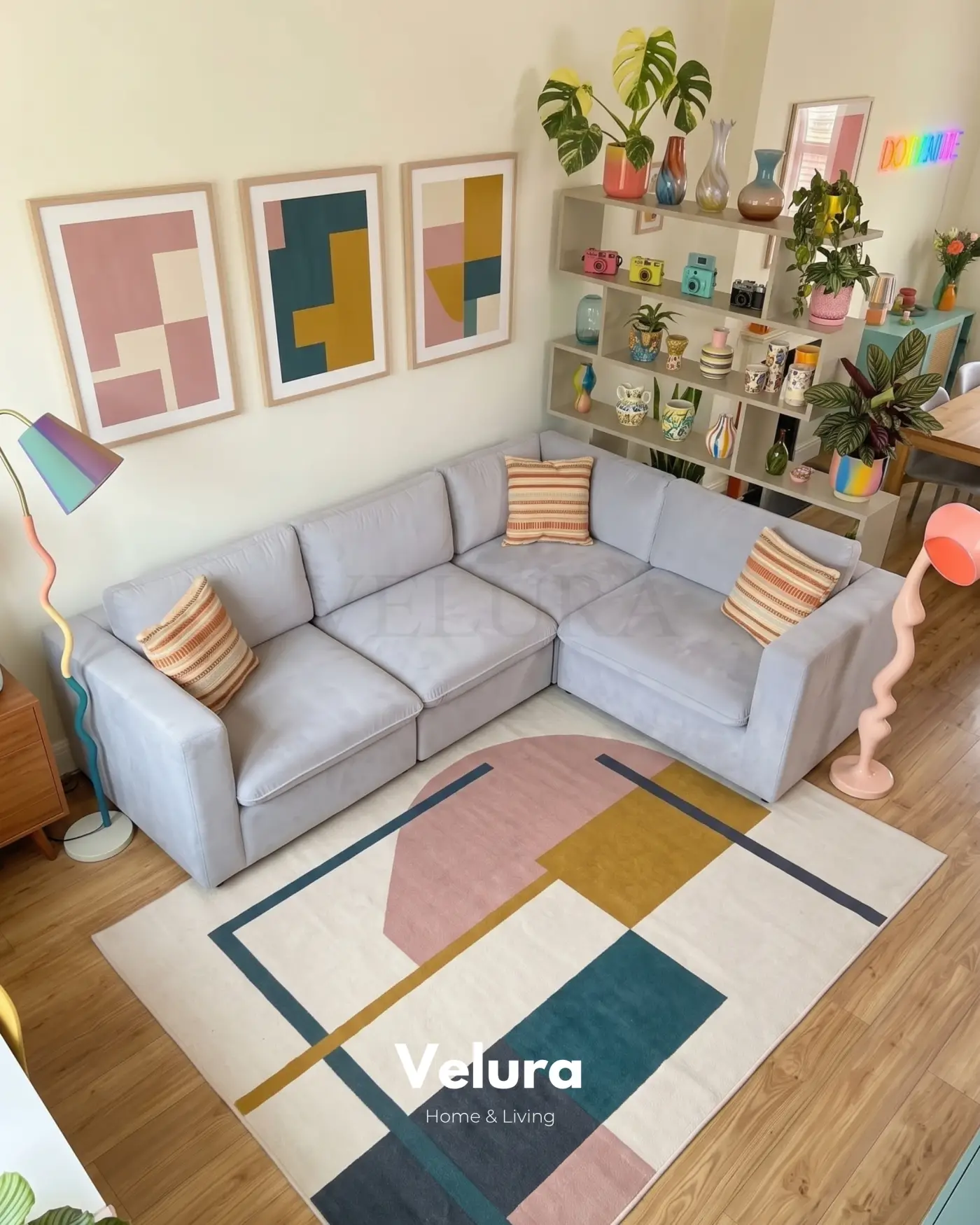Velura Home Nord Gri bazalı 4 modüllü köşe koltuk