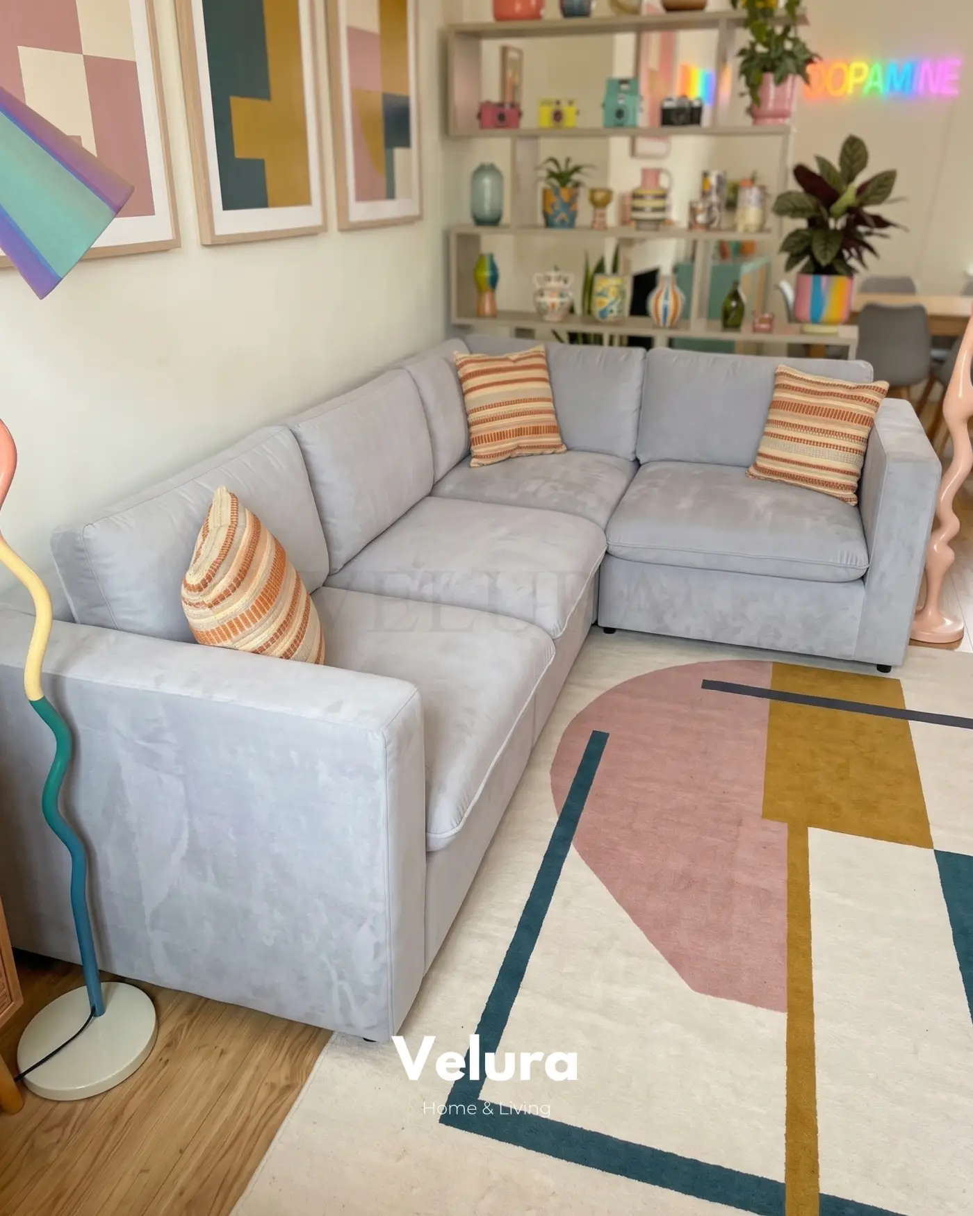 Velura Home Nord Gri bazalı 4 modüllü köşe koltuk