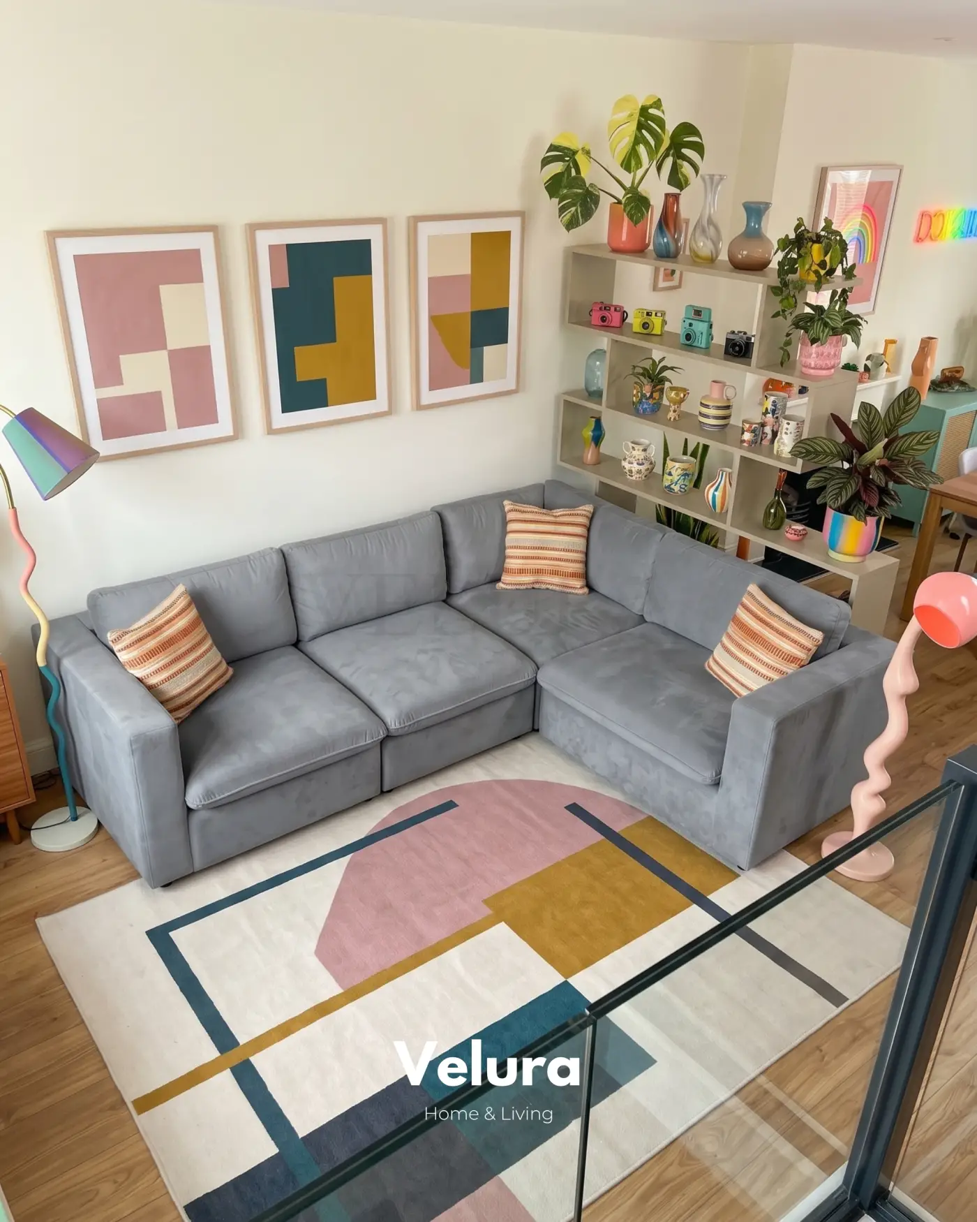 Velura Home Nord Su Yeşili bazalı geniş köşe koltuk