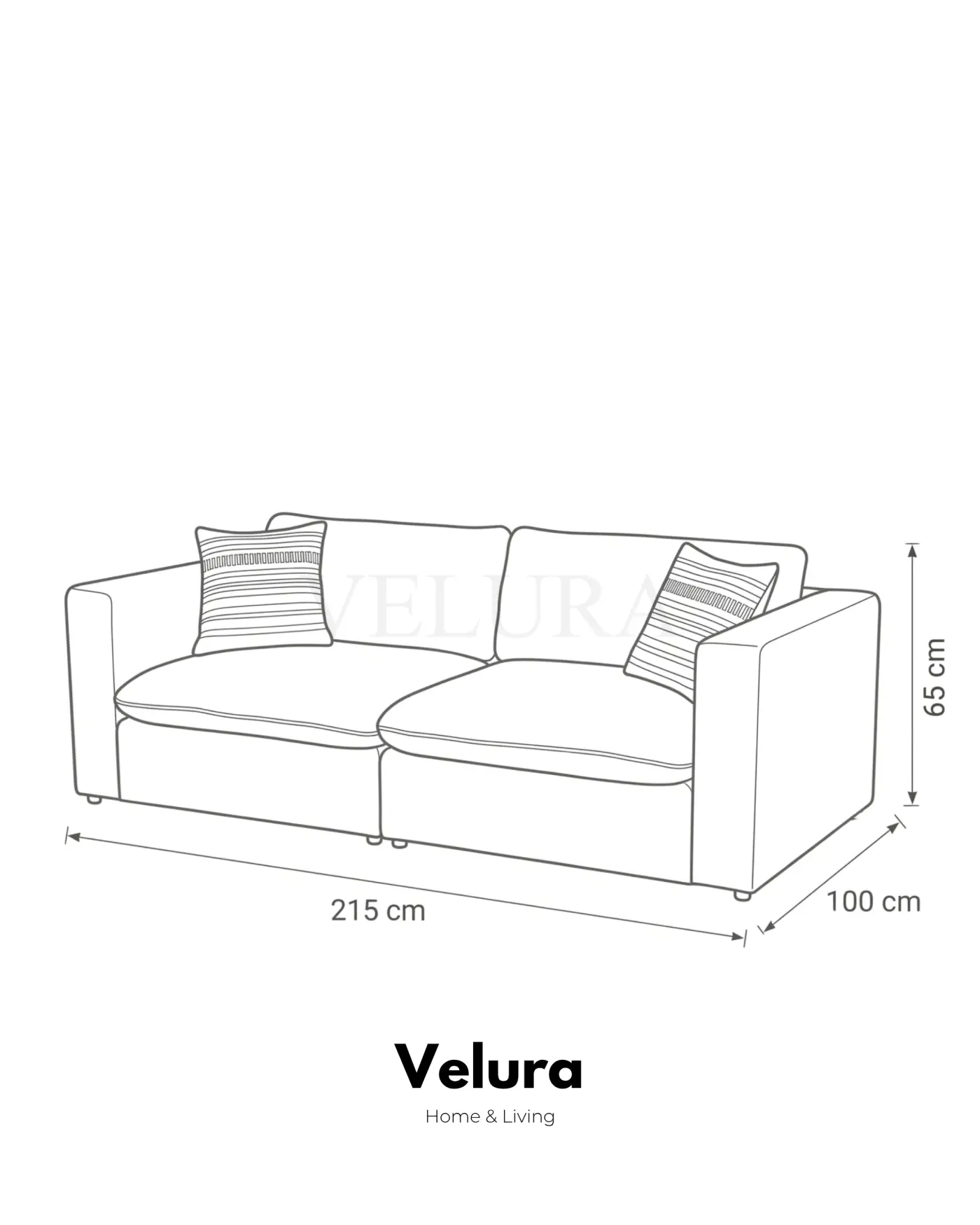 Nord Antrasit Modüler Kanepe 215 cm Velura Home