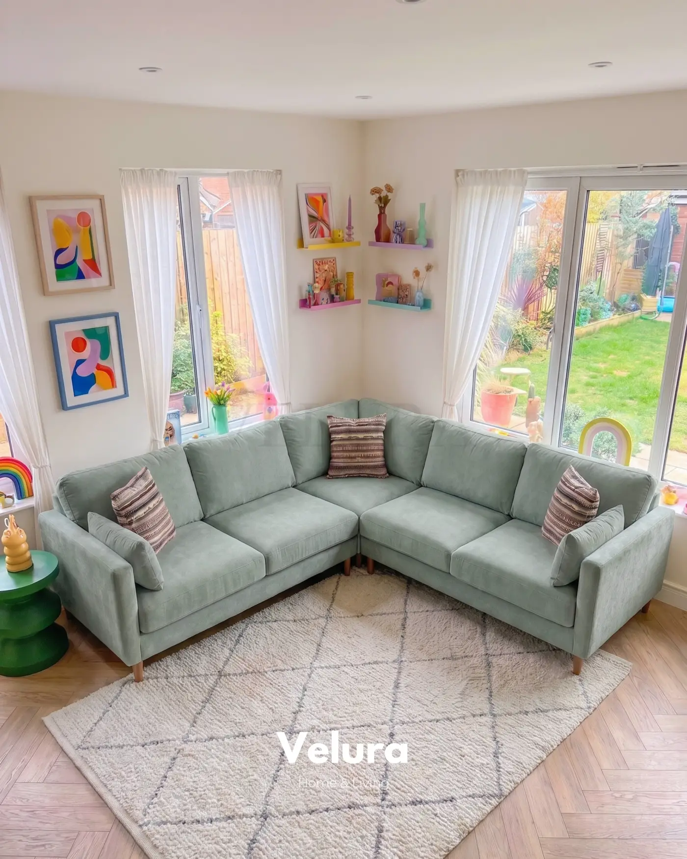 Velura Home Pamela Su Yeşili Köşe Takımı 300 x 300 cm