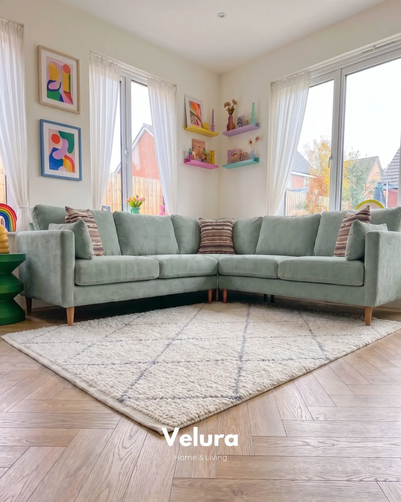 Velura Home Pamela Su Yeşili Köşe Takımı 300 x 300 cm