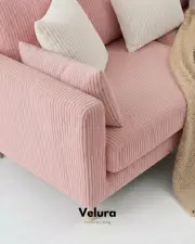 Pamela Köşe Ribera Fitil Kumaş - Pudra Pembe