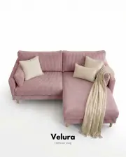 Pamela Köşe Ribera Fitil Kumaş - Pudra Pembe
