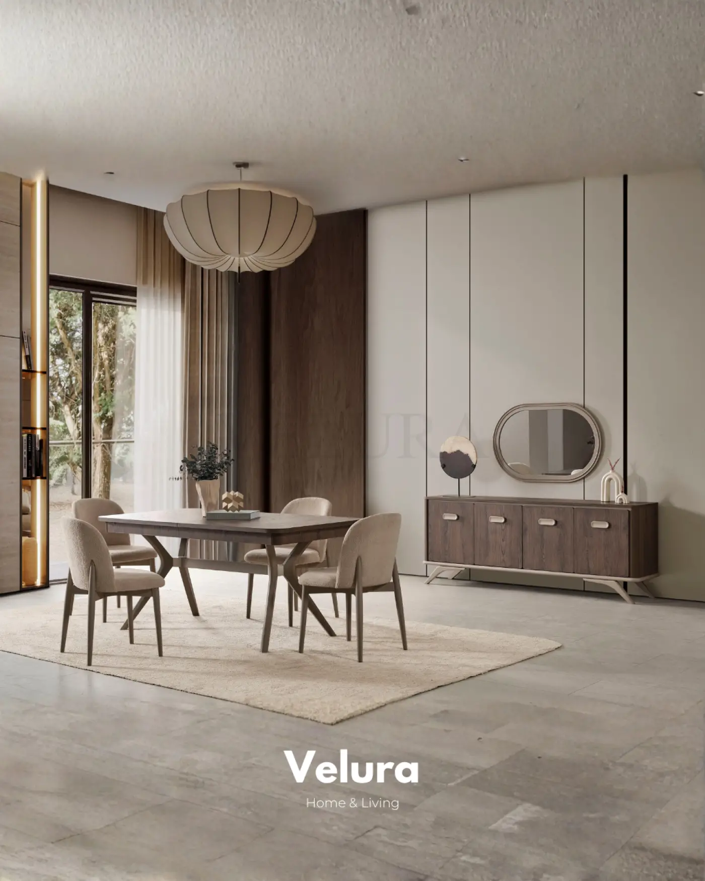 Nova Yemek Takımı Koyu Ceviz gold detaylı modern yemek odası takımı