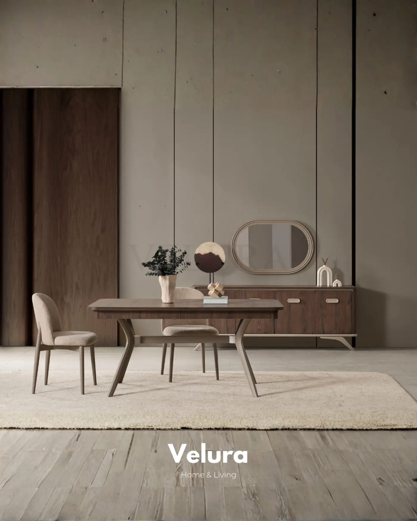 Nova Yemek Masası Koyu Ceviz gold detaylı açılabilir modern yemek masası