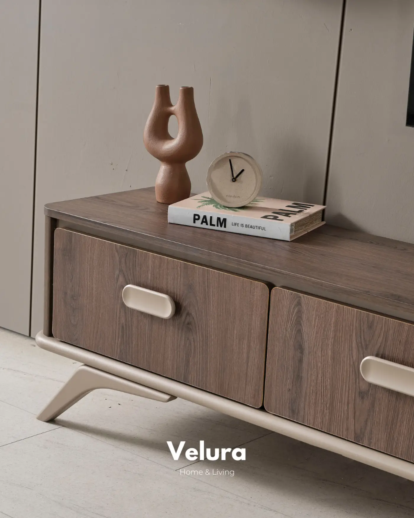 Velura Home Nova Tv Ünitesi Koyu Ceviz gold detaylı salon mobilyası