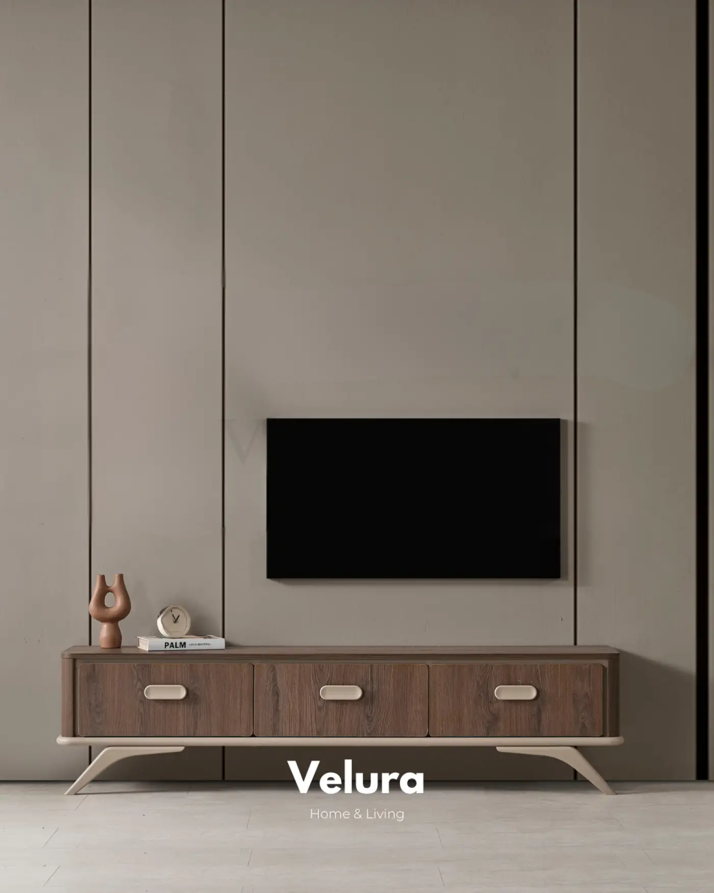 Velura Home Nova Tv Ünitesi Koyu Ceviz gold detaylı salon mobilyası