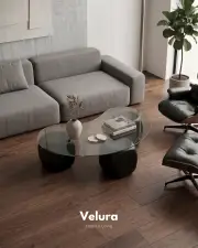 Küre Orta Sehpa - Siyah Zar - Fasulye - Şeffaf Cam