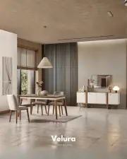 Kolezyum Yemek Masası - Krem ve Naturel