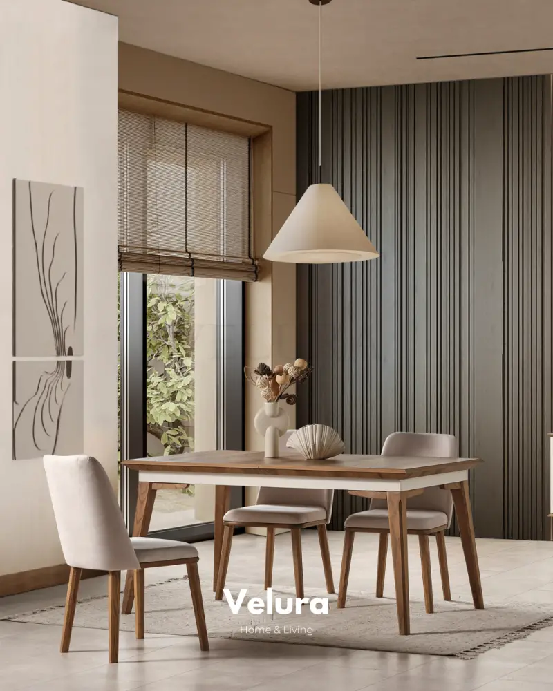 Kolezyum Yemek Masası - Krem ve Naturel