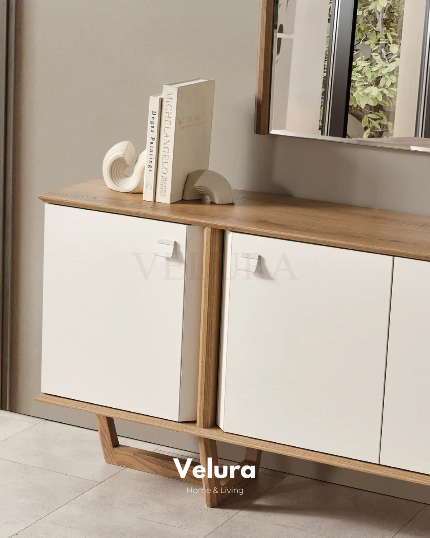 Kolezyum Konsol Krem ve Naturel 4 kapaklı modern konsol