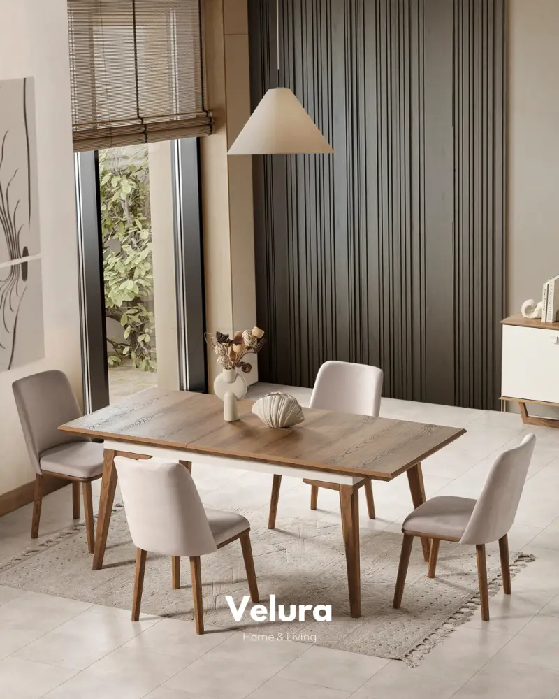 Kolezyum Yemek Masası - Krem ve Naturel