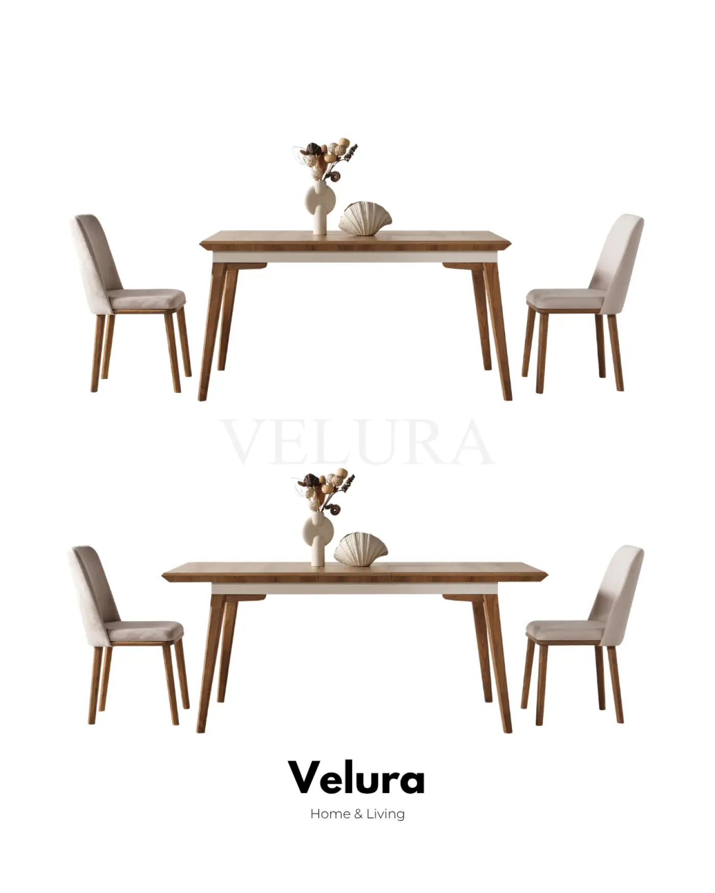 Kolezyum Yemek Masası Krem ve Naturel açılabilir modern yemek masası