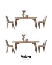 Kolezyum Yemek Masası - Krem ve Naturel