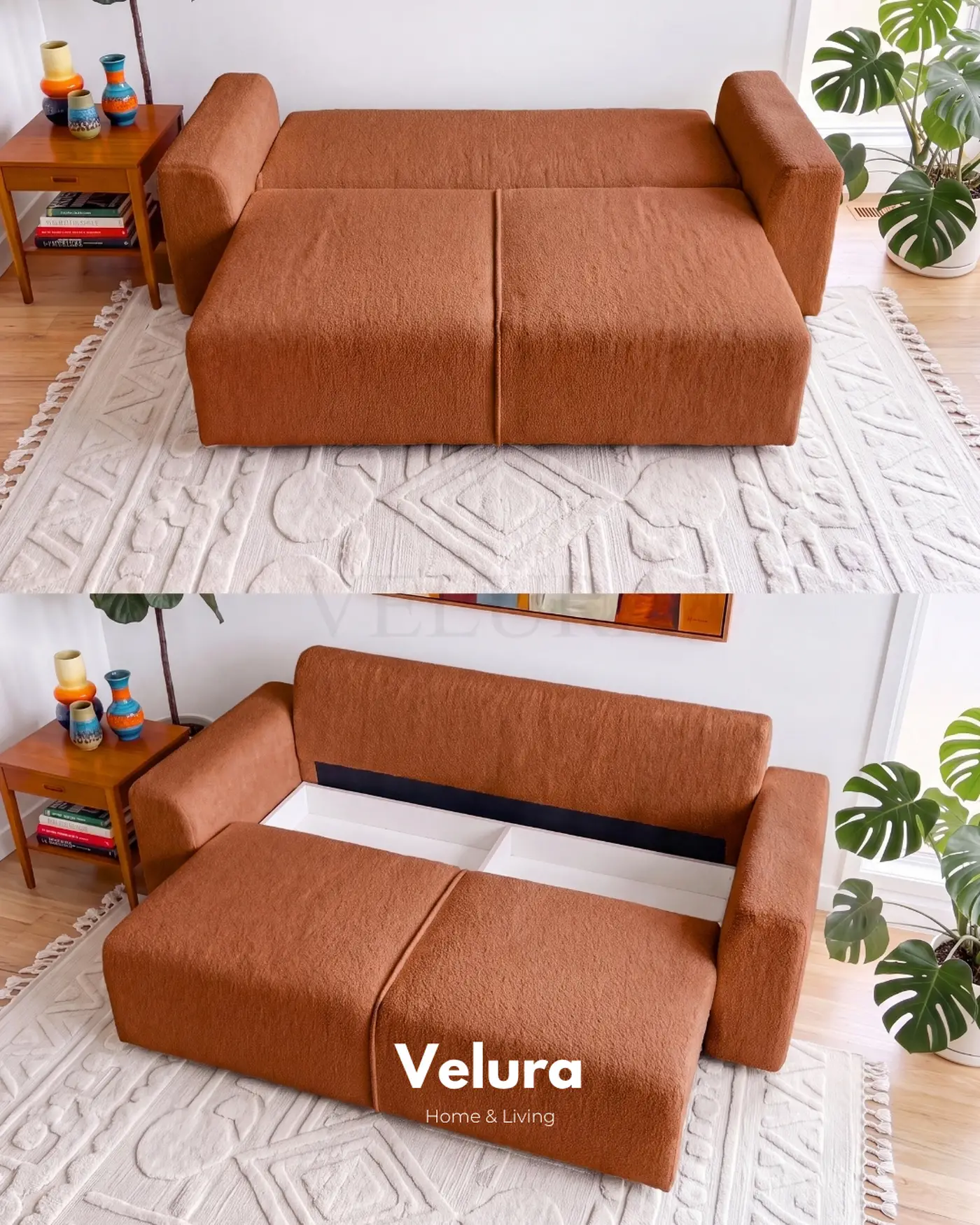 Derin oturumlu modern ayaksız Sora kiremit koltuk