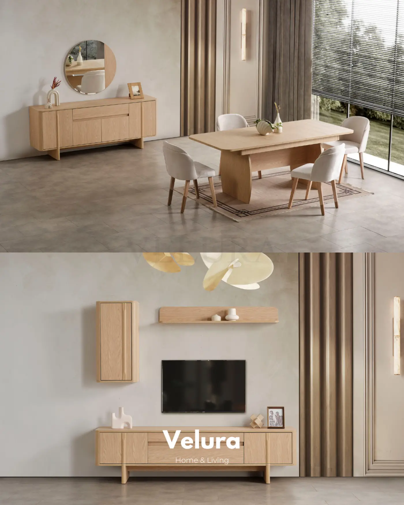 Eylül Konsol Naturel Meşe modern yemek odası konsolu