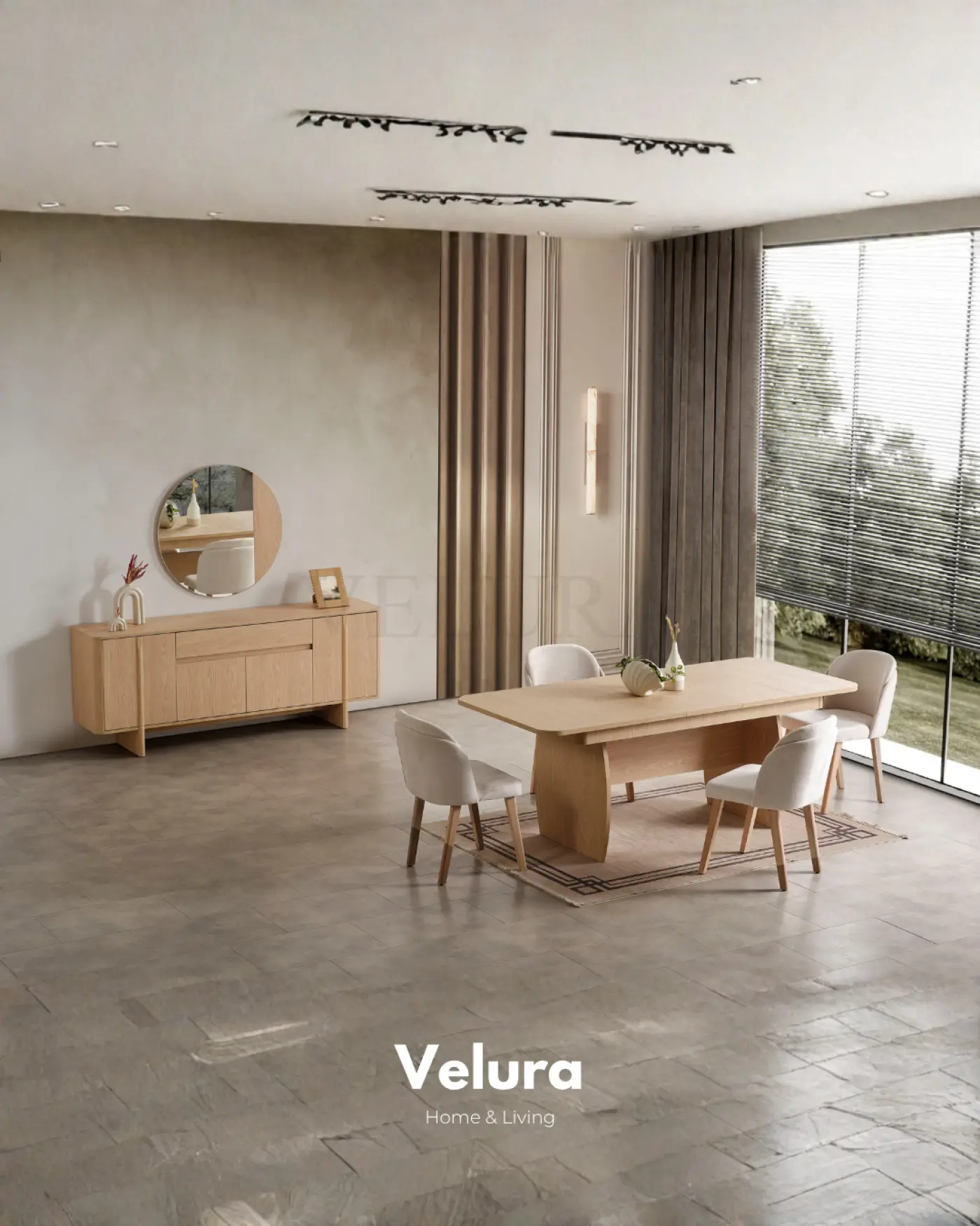 Eylül Konsol Naturel Meşe modern yemek odası konsolu