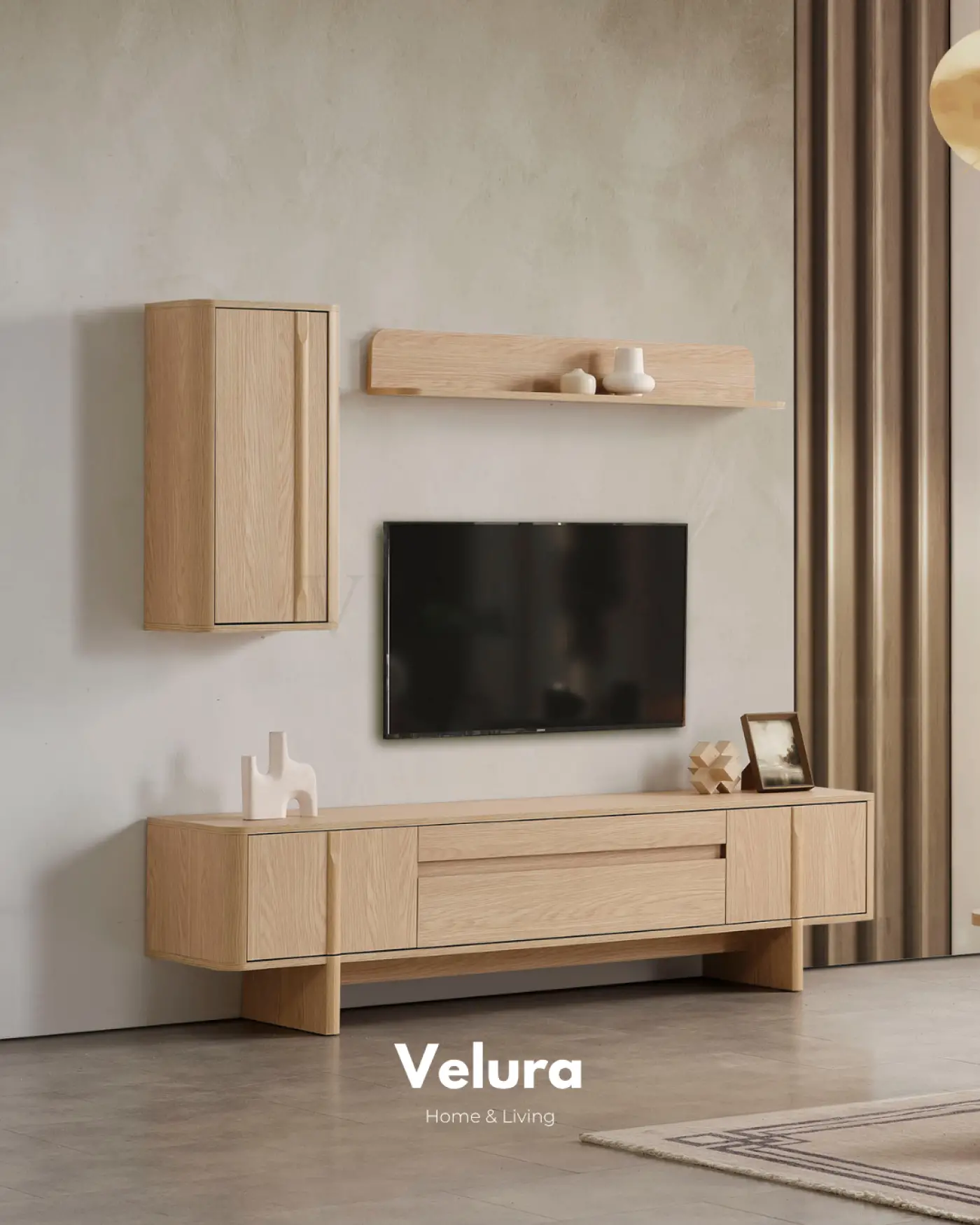 Eylül Tv Ünitesi Naturel Meşe modern salon tv ünitesi