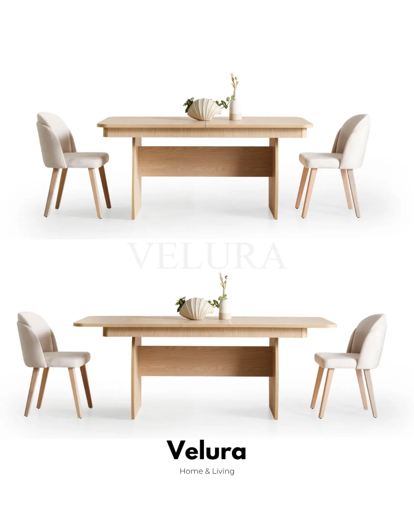 Eylül Yemek Masası 165 + 40 cm açılabilir naturel meşe tasarım