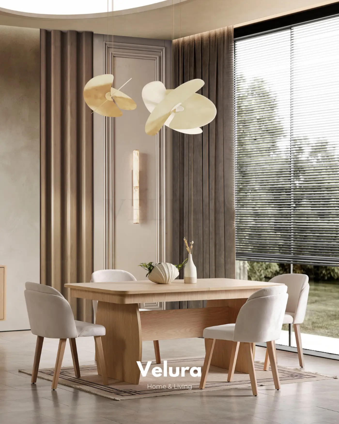 Eylül Yemek Masası 165 + 40 cm açılabilir naturel meşe tasarım