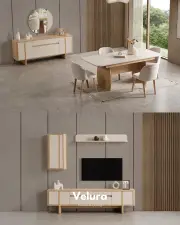 Eylül Yemek Masası - Naturel Meşe ve Krem