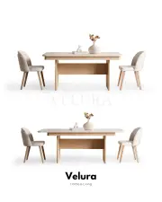 Eylül Yemek Masası - Naturel Meşe ve Krem