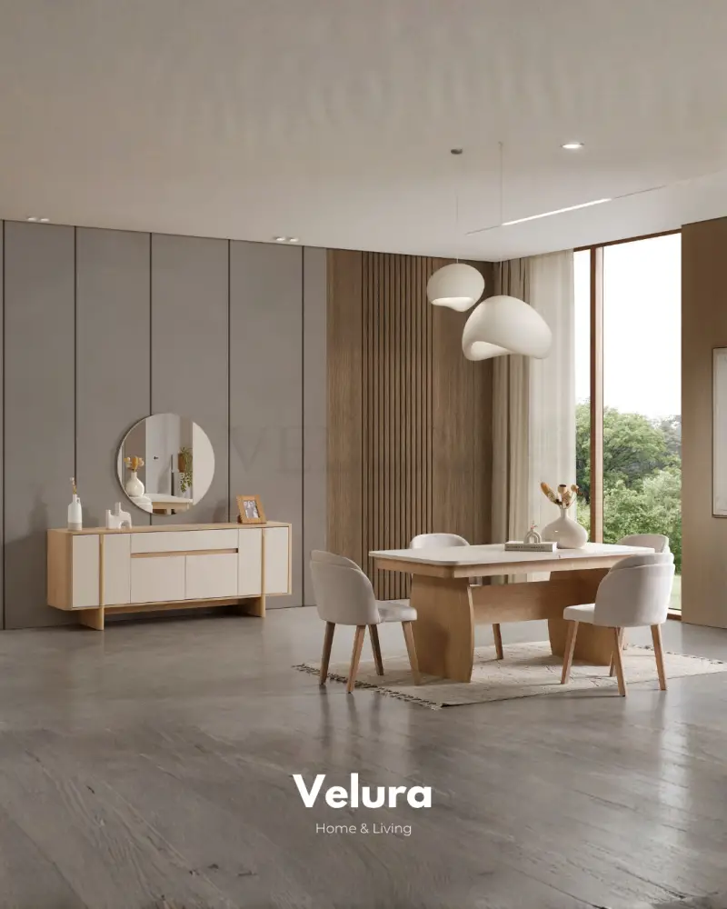 Eylül Yemek Takımı - Naturel Meşe ve Krem