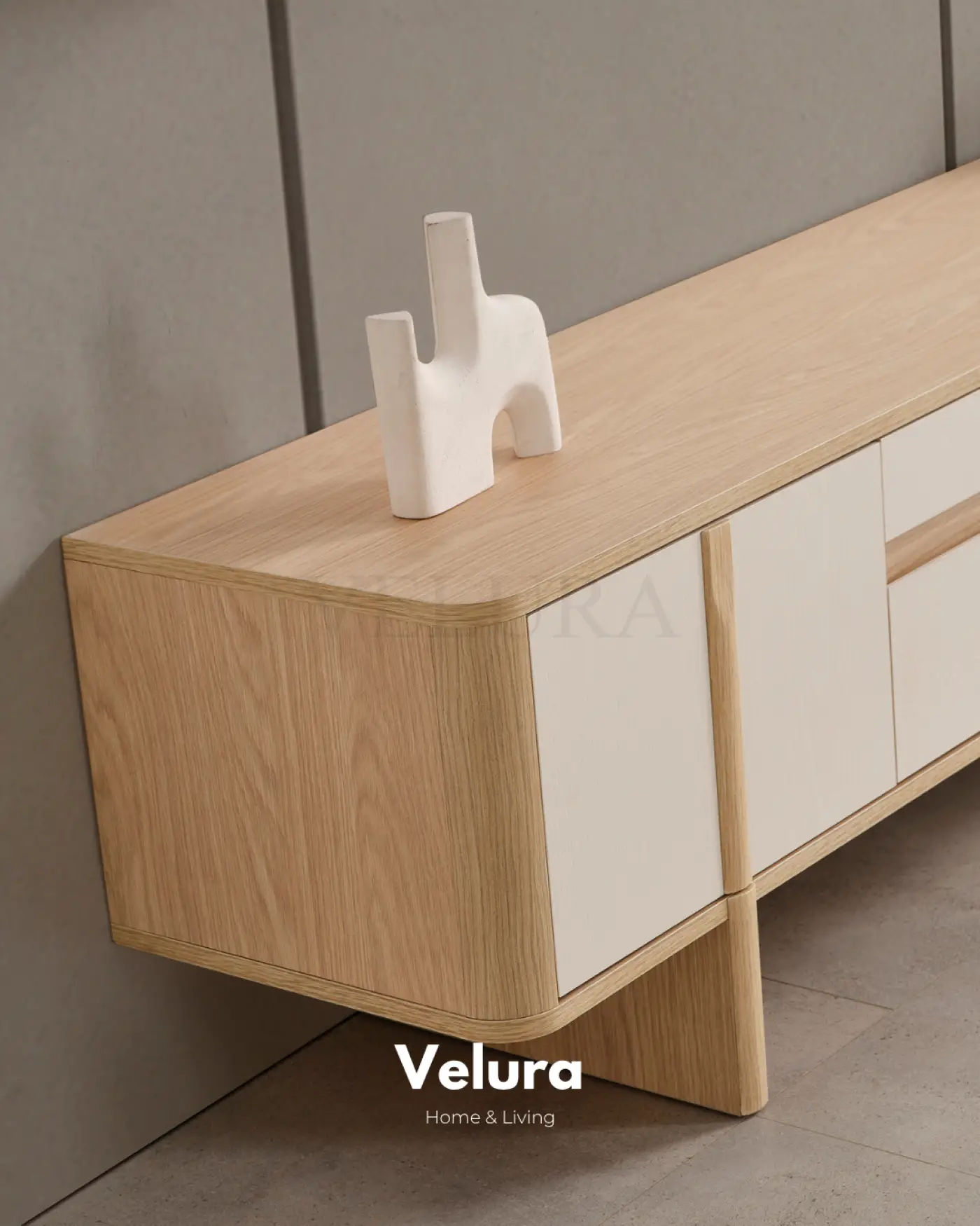 Eylül Tv Ünitesi Naturel Meşe ve Krem modern salon tv ünitesi