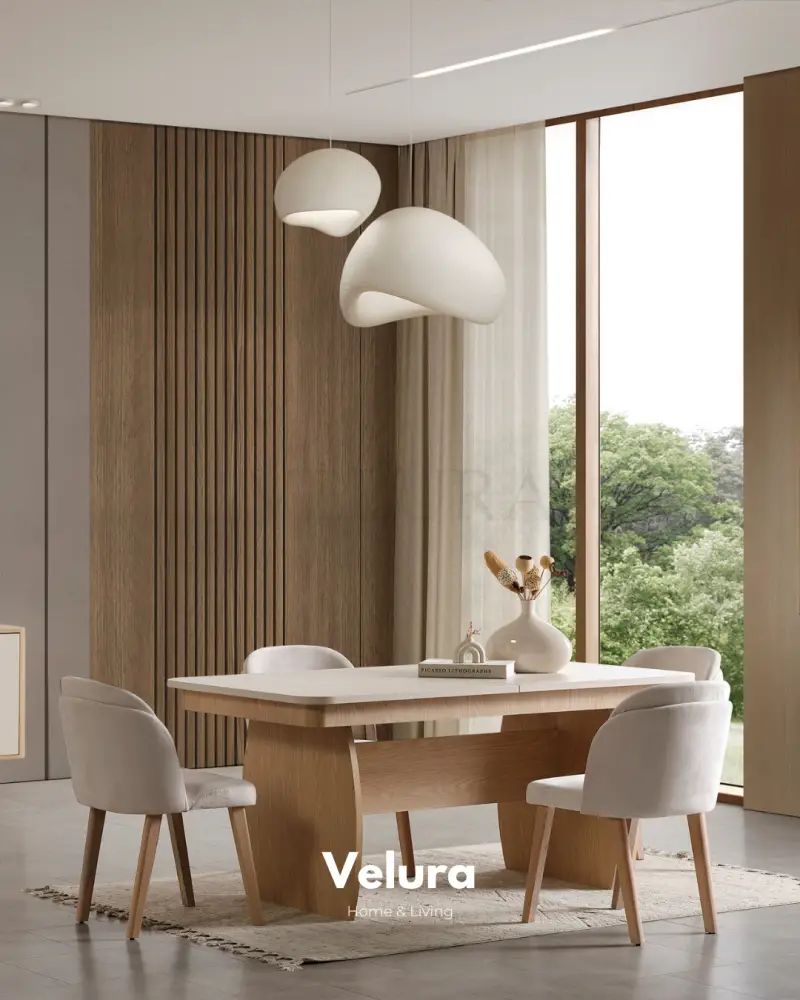 Eylül Yemek Masası - Naturel Meşe ve Krem