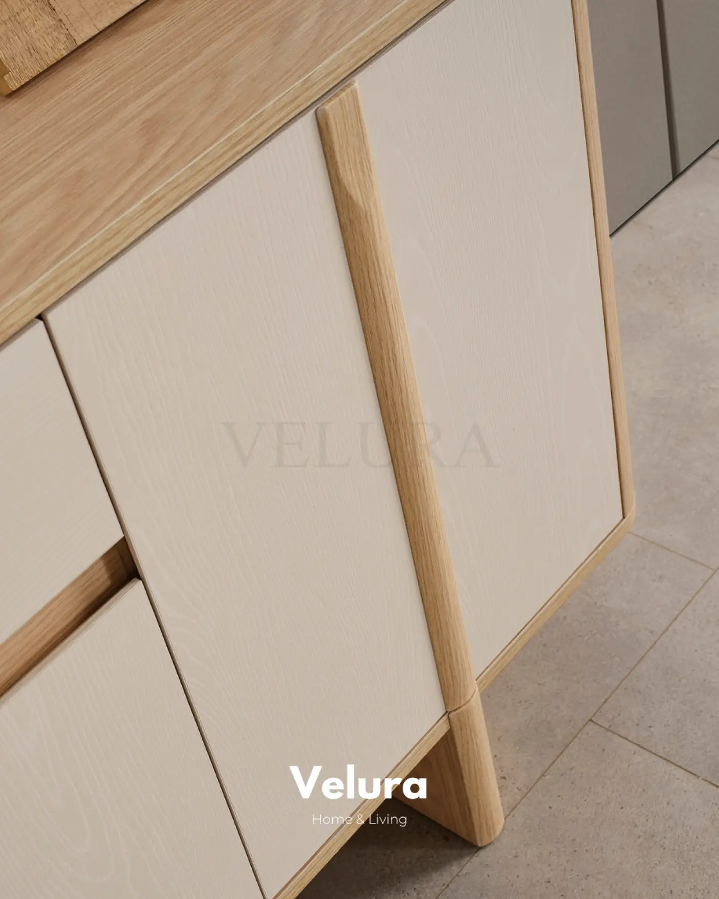 Eylül Konsol suntalam gövdeli naturel meşe krem yemek odası konsolu