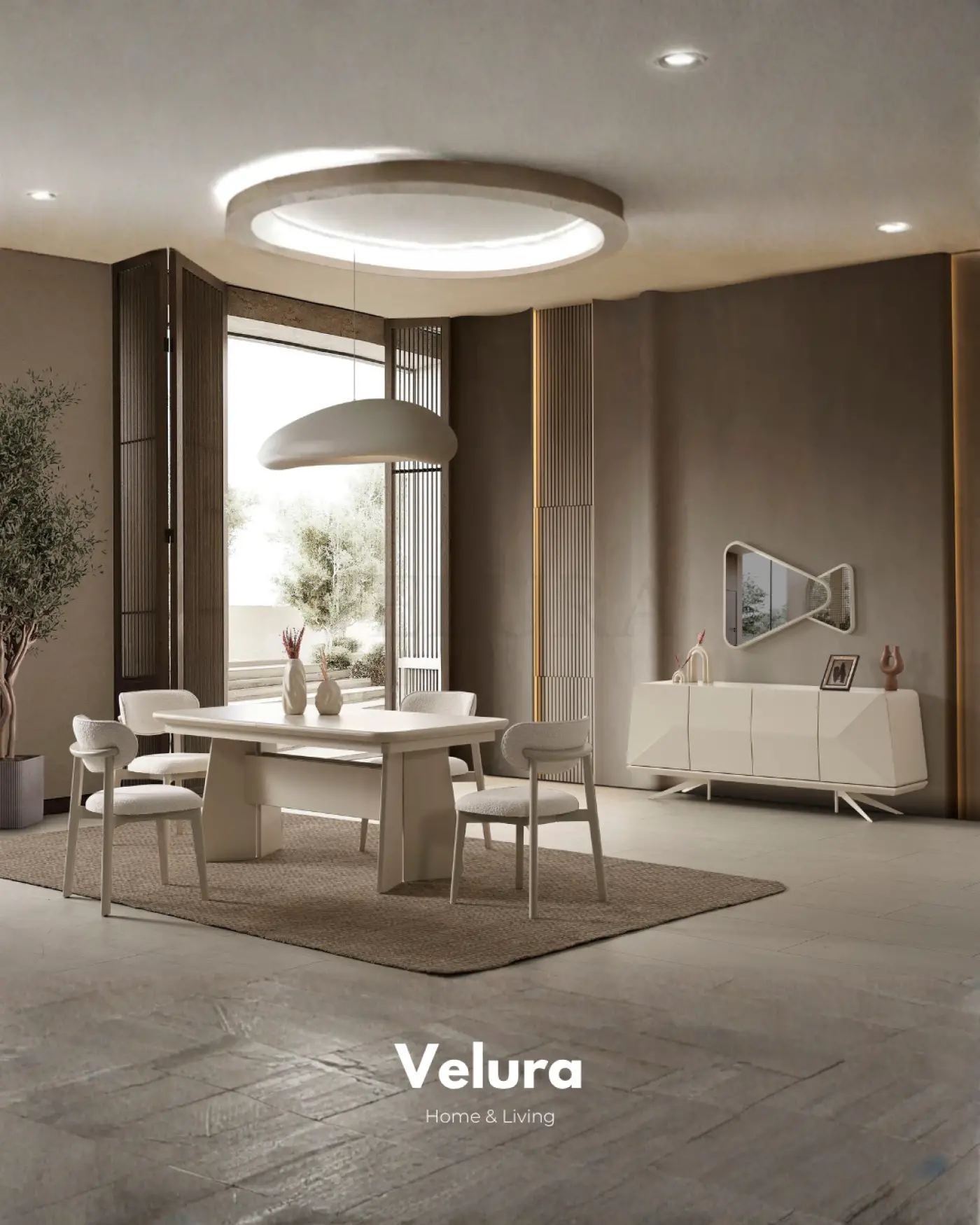 Vakko Konsol Krem MDF gövdeli modern yemek odası konsolu