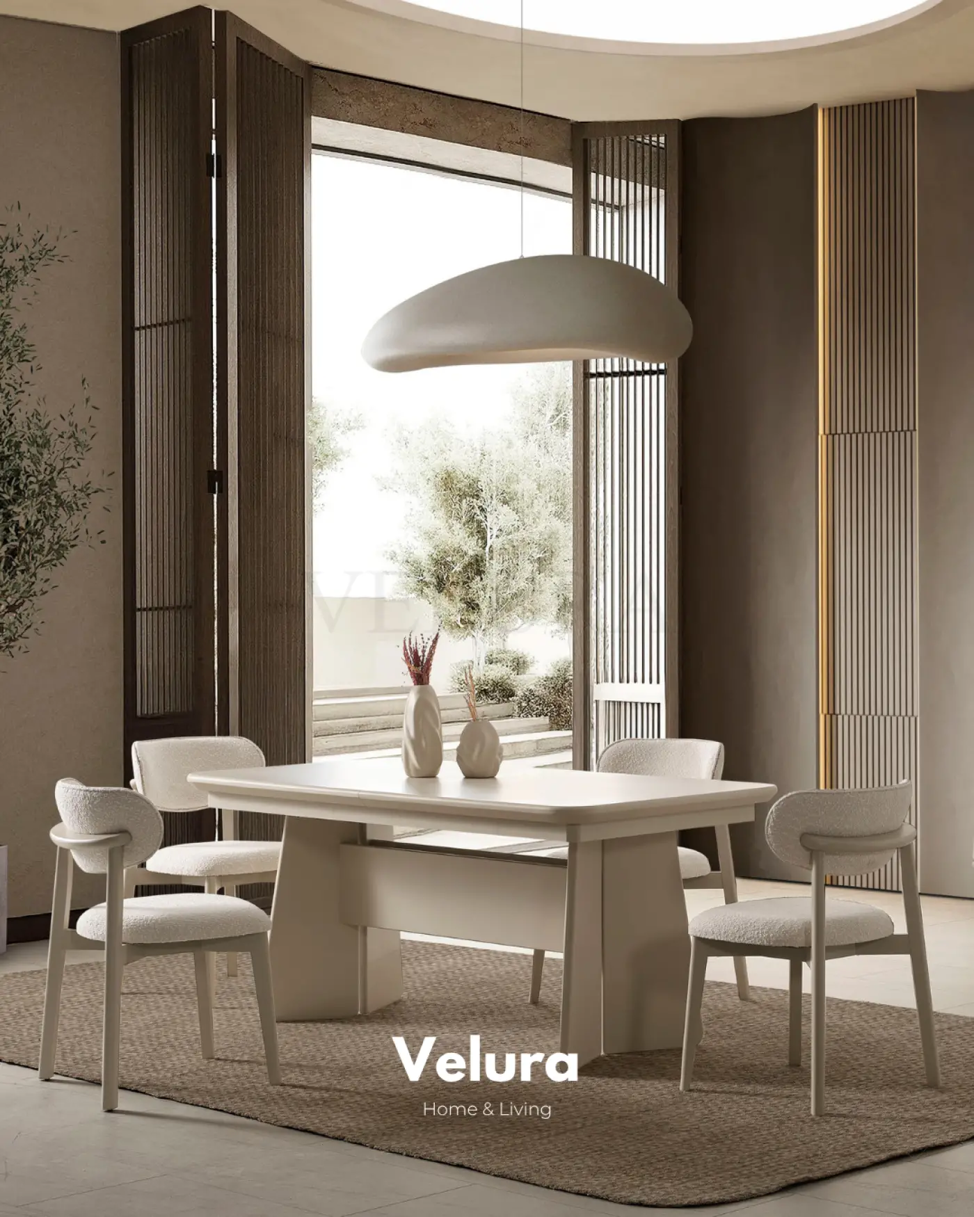 Vakko Yemek Masası Krem MDF gövdeli açılabilir modern yemek masası