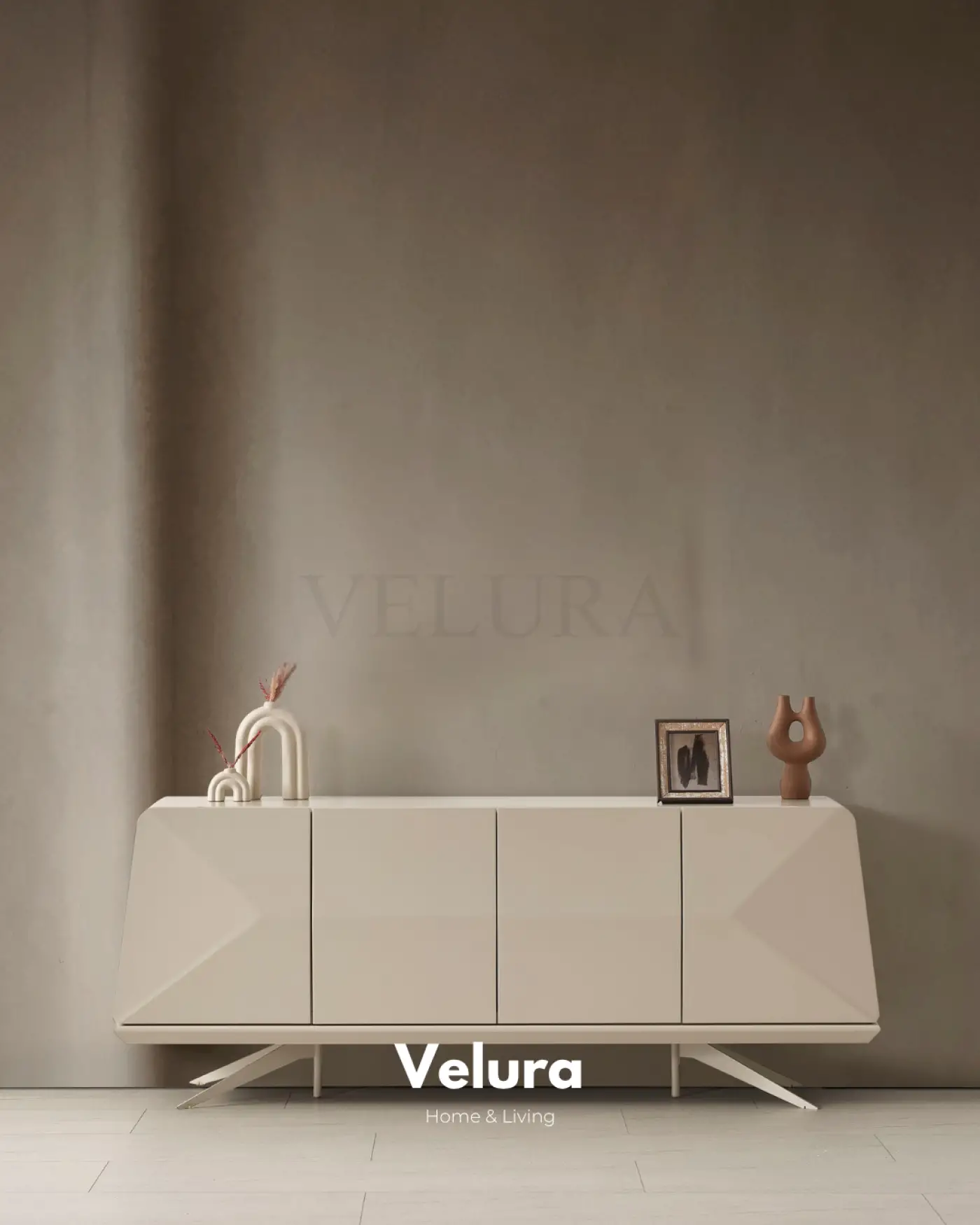Vakko Konsol Krem MDF gövdeli modern yemek odası konsolu