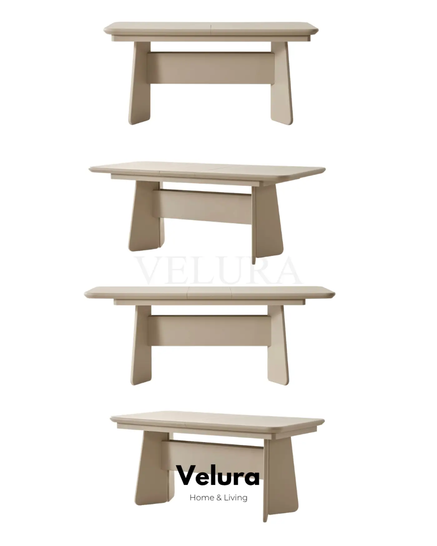 Vakko Yemek Masası Krem MDF gövdeli açılabilir modern yemek masası