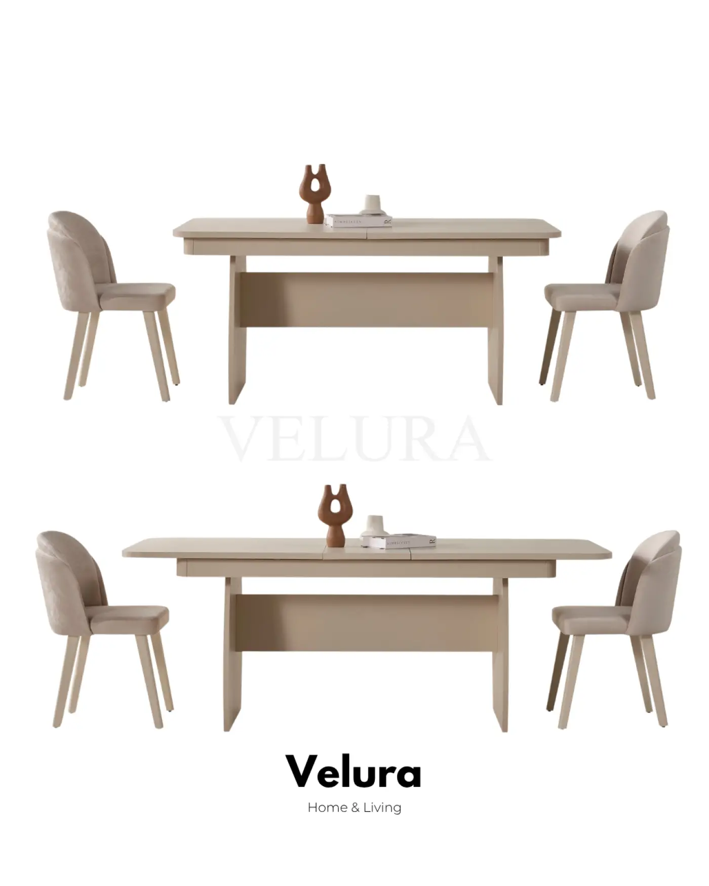 Eylül Yemek Masası 165 + 40 cm açılabilir krem tasarım