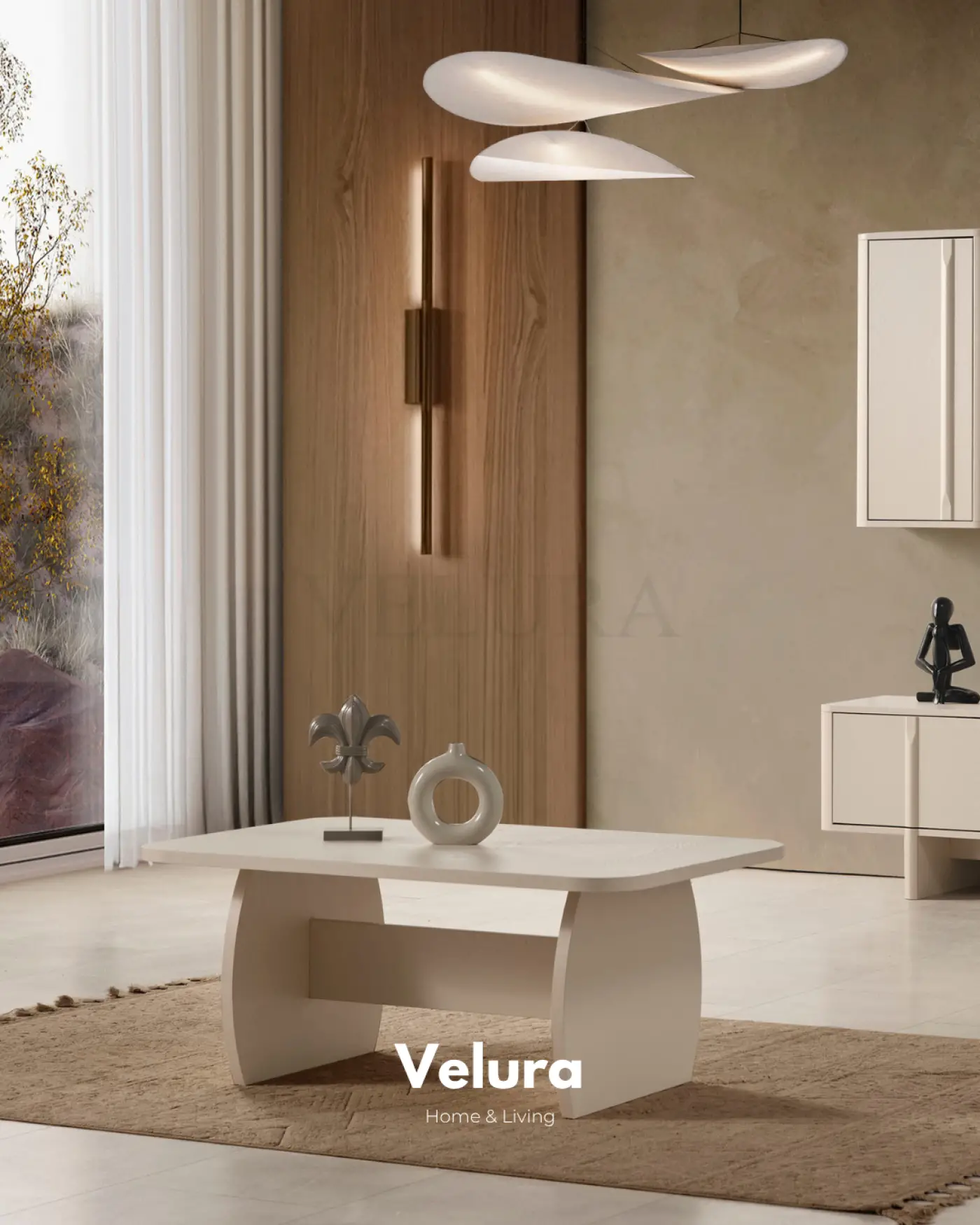 Eylül Orta Sehpa Krem modern salon sehpası