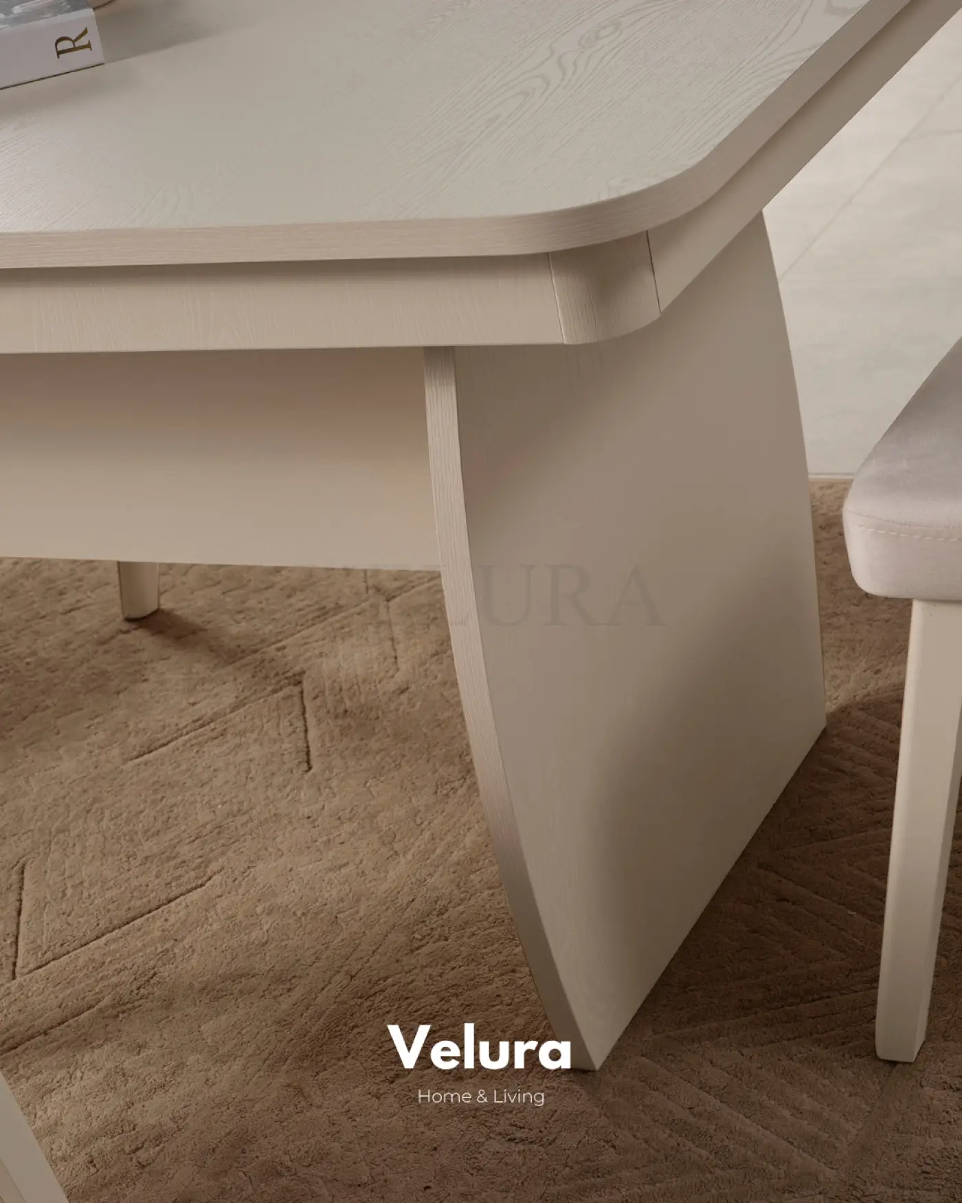 Eylül Yemek Masası 165 + 40 cm açılabilir krem tasarım