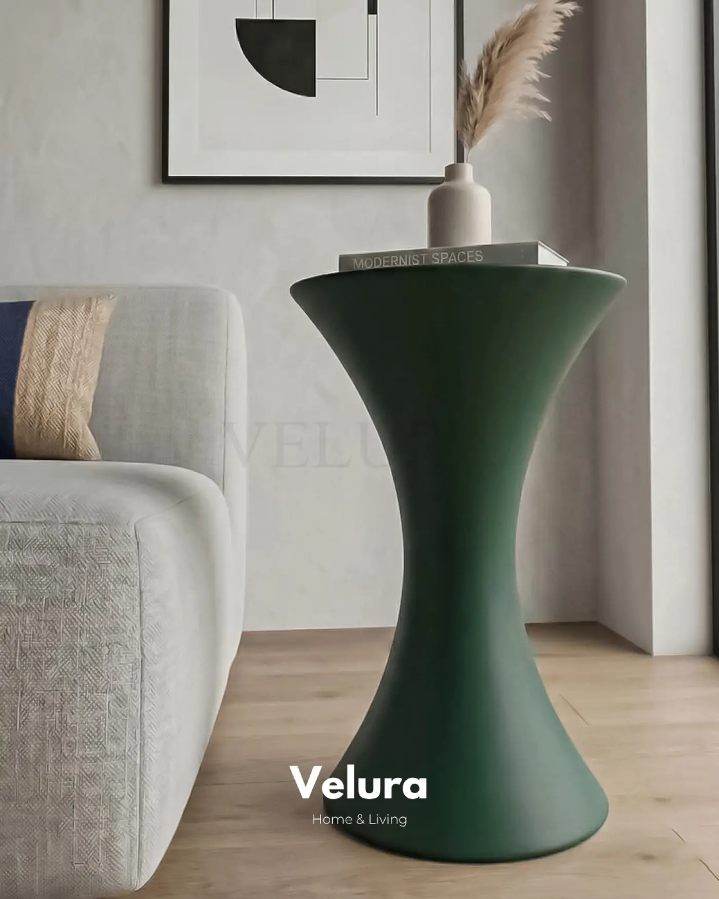 Modern yeşil yan sehpa Dante poliüretan malzemeli kompakt dekoratif sehpa