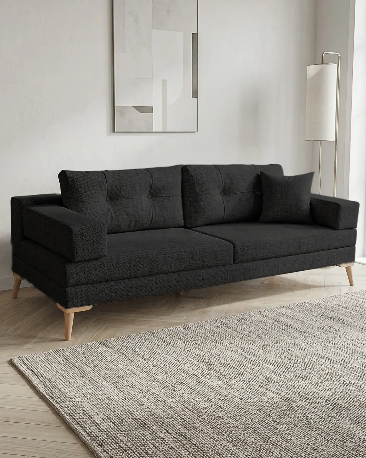 Şık Siyah Modern Köşe Koltuk