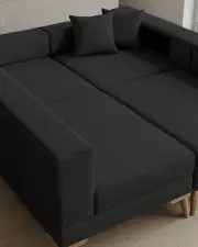 Zeri Siyah Puzzle Modüler Köşe Koltuk Takımı