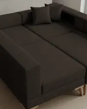 Zeri Koyu Kahve Puzzle Modüler Köşe Koltuk Takımı
