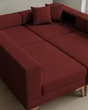 Zeri Bordo Puzzle Modüler Köşe Koltuk Takımı