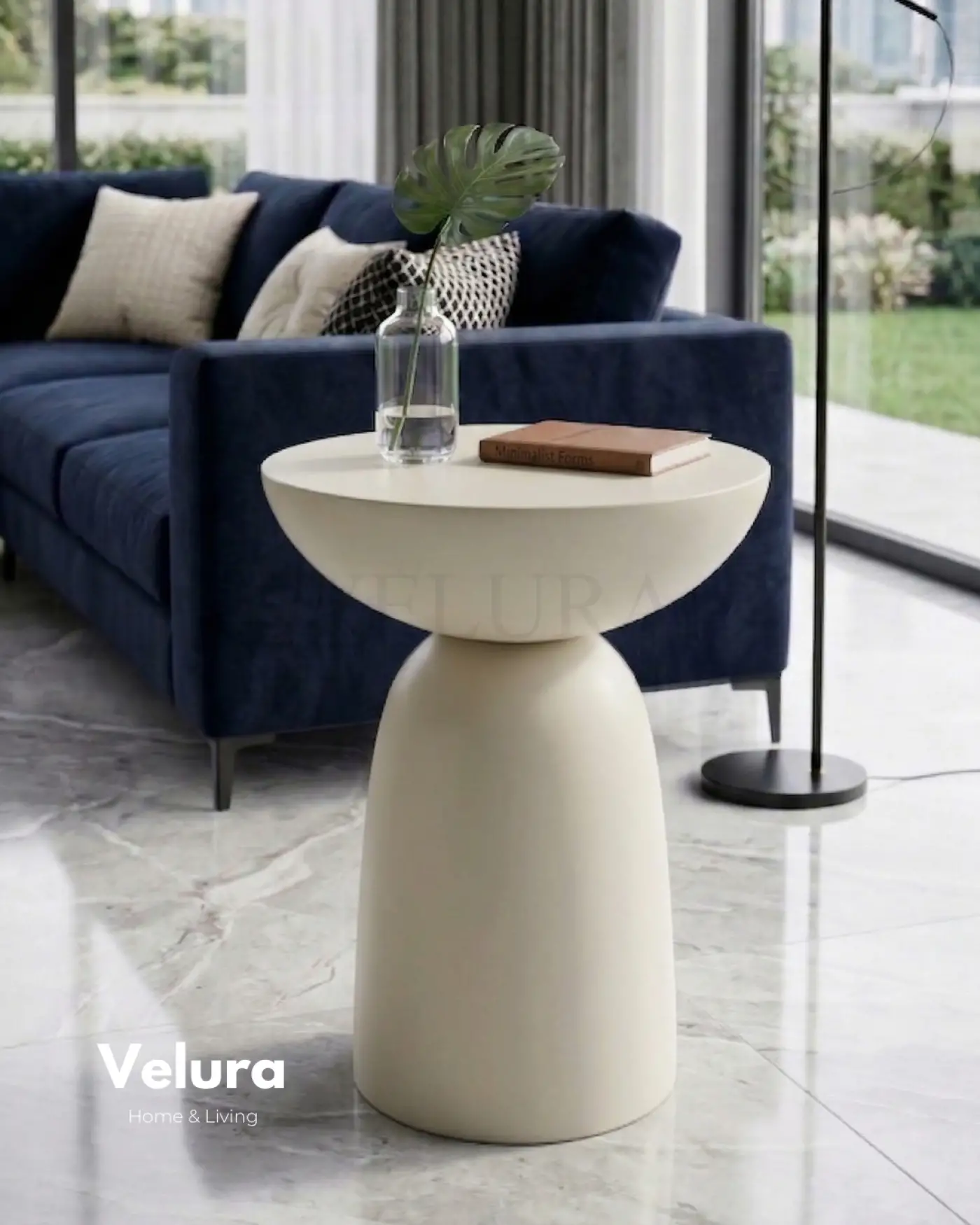 Zonya Yan Sehpa Krem modern yan sehpa modeli