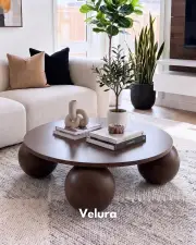 Küre Orta Sehpa - Koyu Ceviz - Yuvarlak Koyu Ceviz Mdf
