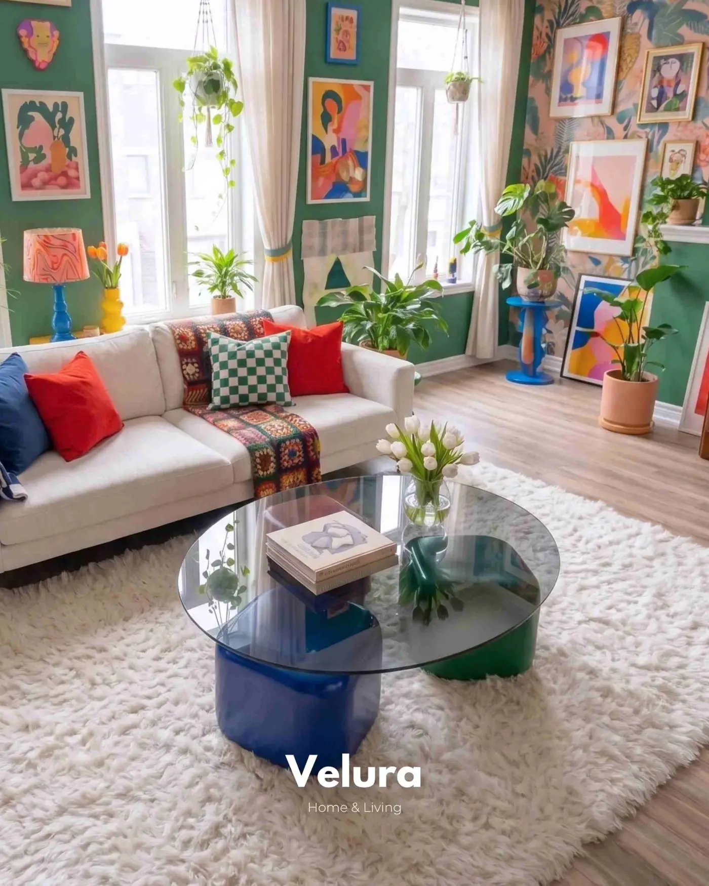 Farklı Renkli Küre Ayaklı Yuvarlak Füme Cam Sehpa